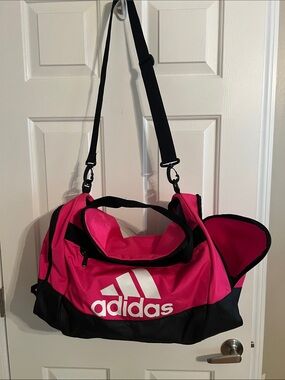 Adidas Pink and Black Travel Duffel with Adjustable Strap